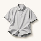Mingstreet ASC launch still-life | JCAESAR STUDIO | Striped Short Sleeve Curved Hem Shirt | Gray | ready_now_existing_asset