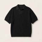 Mingstreet ASC launch still-life | JCAESAR STUDIO | Ribbed Ice Silk Knit Polo | Black | ready_now_uncrumpled_replacement
