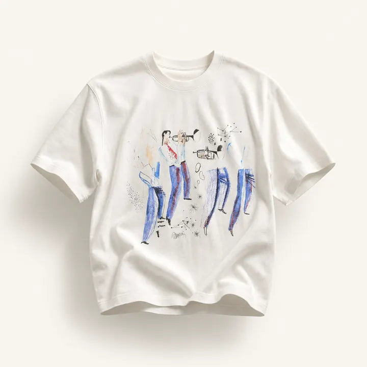 Mingstreet ASC launch still-life | JCAESAR STUDIO | Symphony Print Tencel Wool T Shirt | White | ready_now_existing_asset
