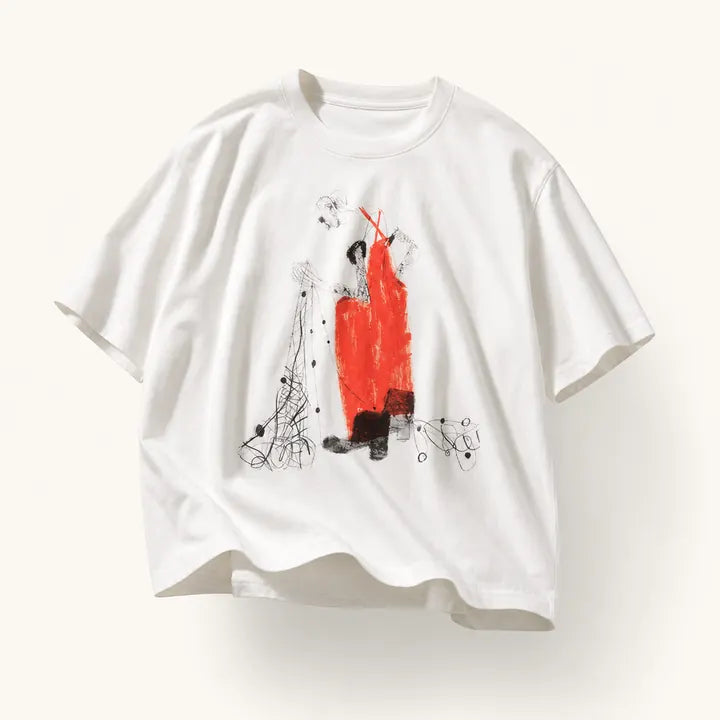 Mingstreet ASC launch still-life | JCAESAR STUDIO | Fisherman Print Tencel Wool T Shirt | White | ready_now_existing_asset