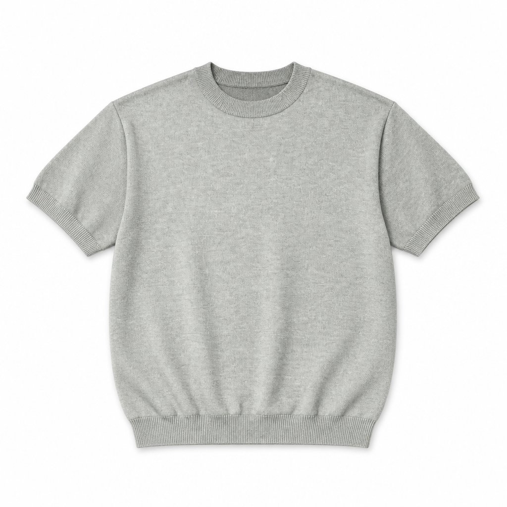 Mingstreet ASC launch still-life | JCAESAR STUDIO | Short Sleeve Knit Crewneck | Light Gray | generated_extra_ready_product_colorway
