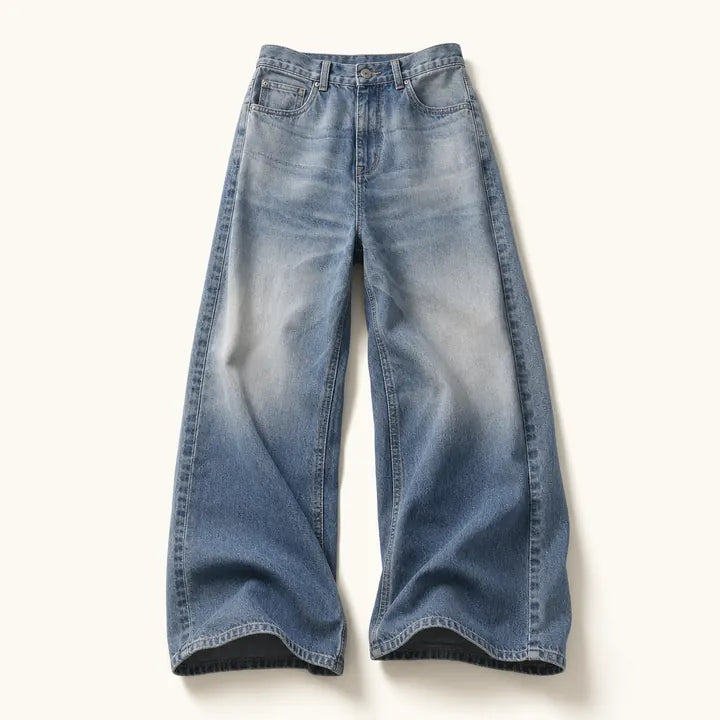 Mingstreet ASC launch still-life | JCAESAR STUDIO | Gray Blue Faded Wide Leg Jeans | Blue | ready_now_existing_asset