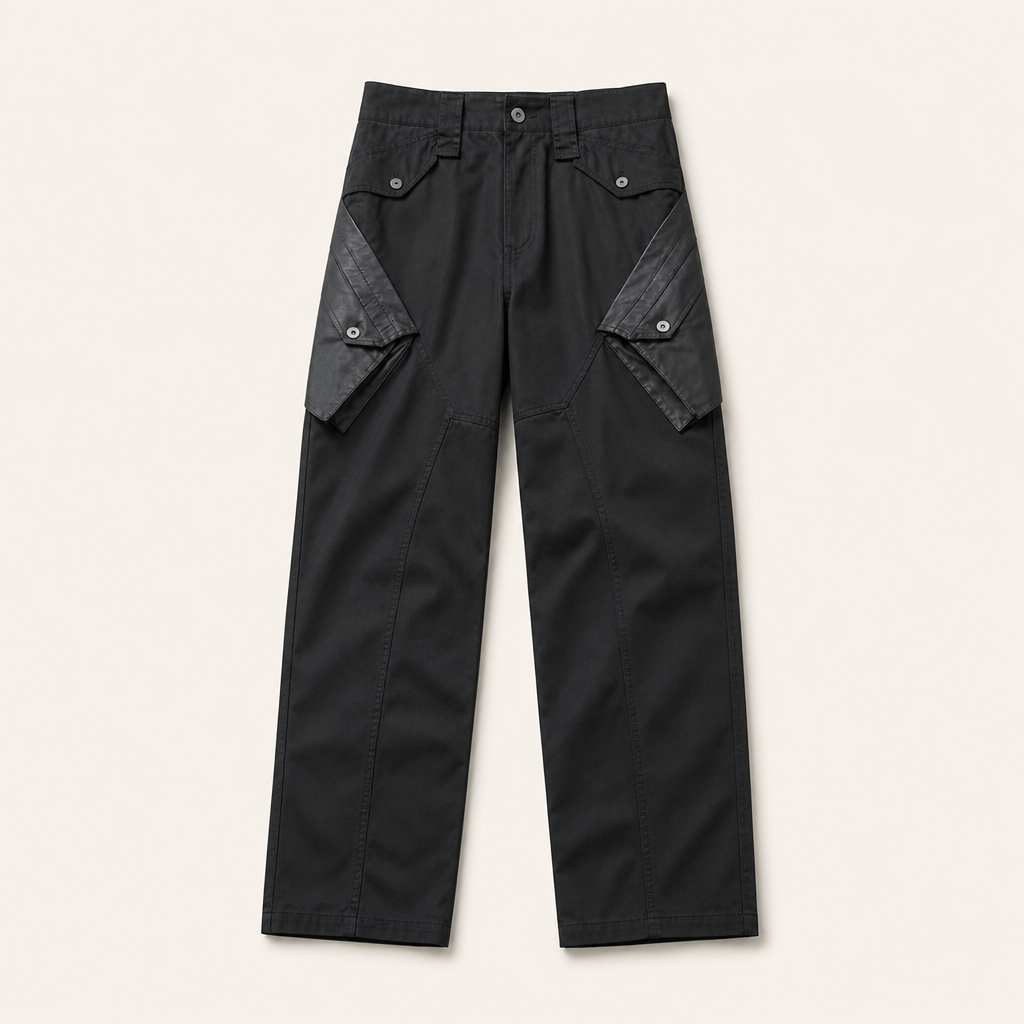 Mingstreet ASC launch still-life | D5ove | 3D Multi Pocket Coated Cargo Pants | Black | ready_now_uncrumpled_replacement