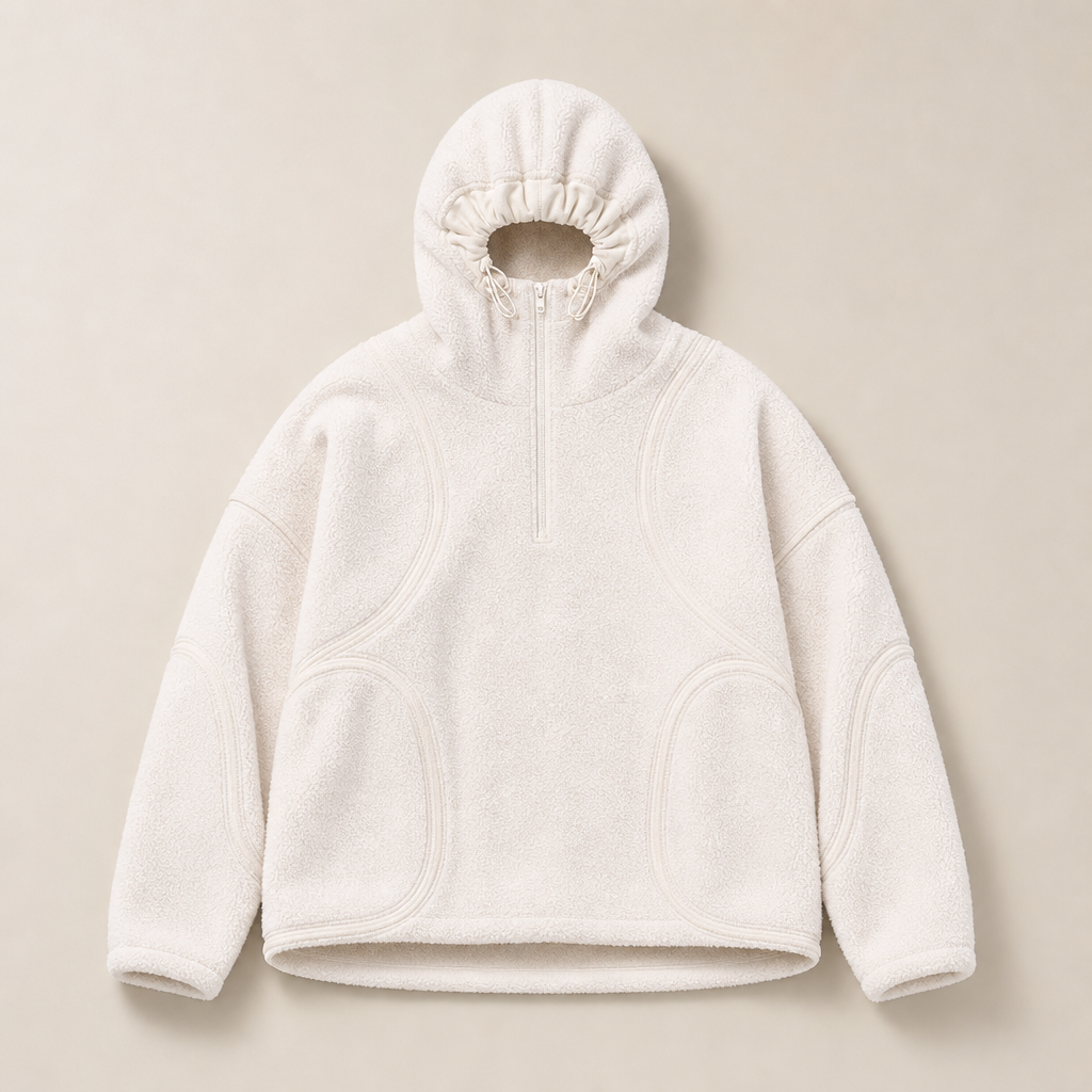 Mingstreet ASC launch still-life | D5ove | Sherpa Fleece Half Zip Sweatshirt | White | ready_now_uncrumpled_replacement