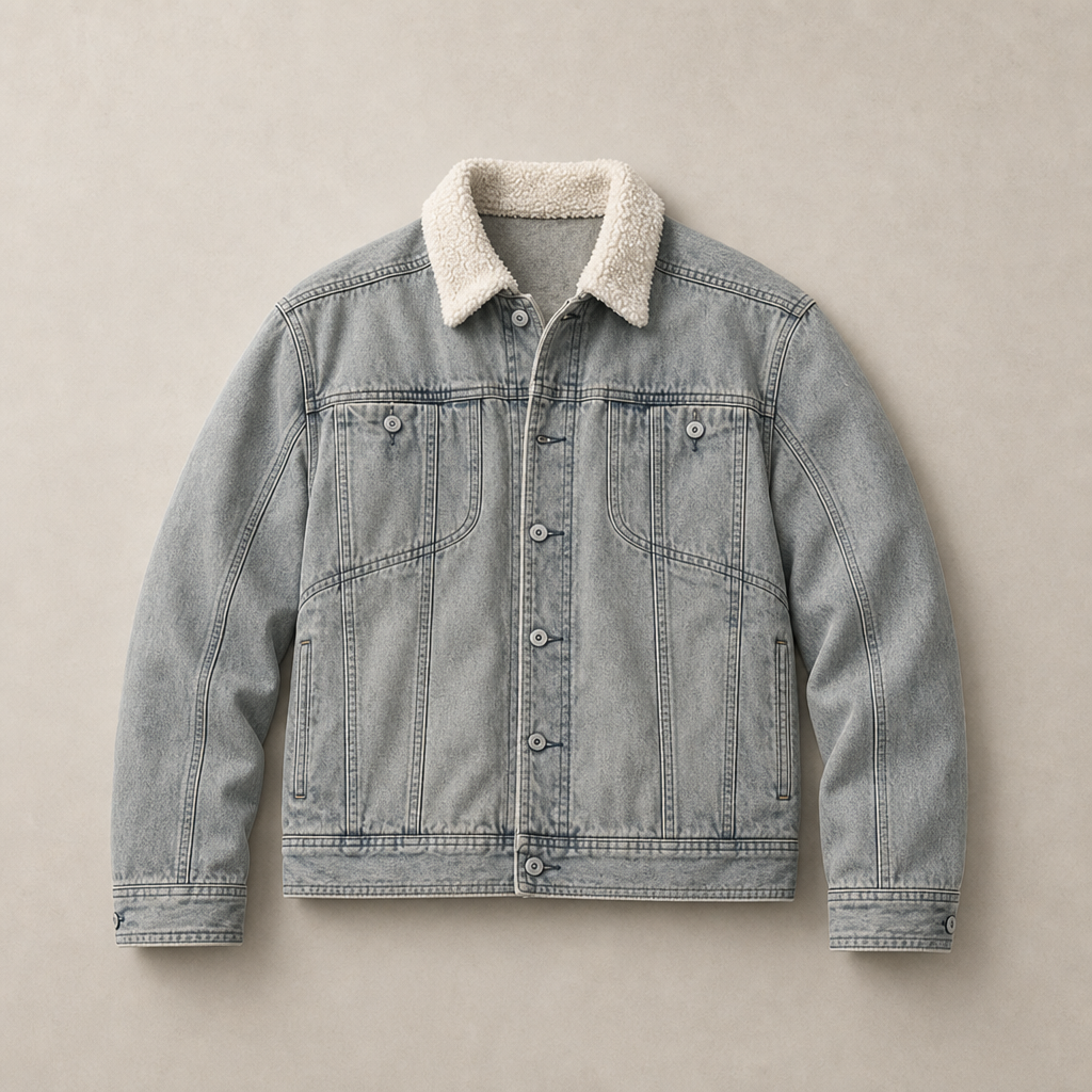 Mingstreet ASC launch still-life | D5ove | Faux Fur Collar Distressed Denim Jacket | Gray | ready_now_uncrumpled_replacement