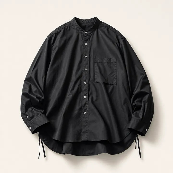 Mingstreet ASC launch still-life | D5ove | Mid Length Band Collar Shirt | Black | ready_now_existing_asset