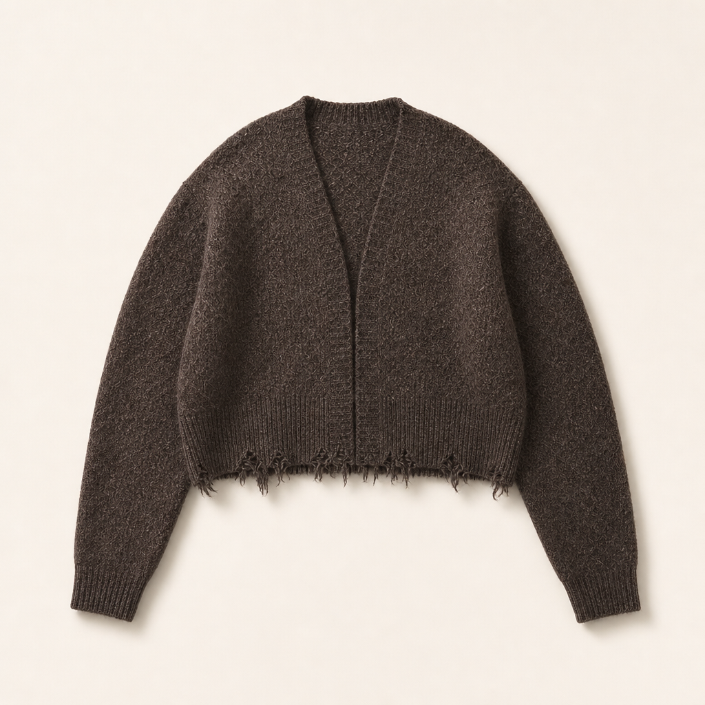 Mingstreet ASC launch still-life | D5ove | Heavyweight Wool Blend Cardigan | Brown | ready_now_uncrumpled_replacement