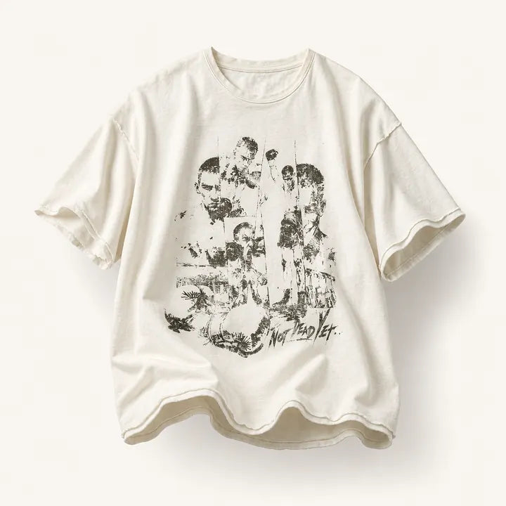 Mingstreet ASC launch still-life | D5ove | Vintage Print Cotton Linen T Shirt | White | ready_now_existing_asset