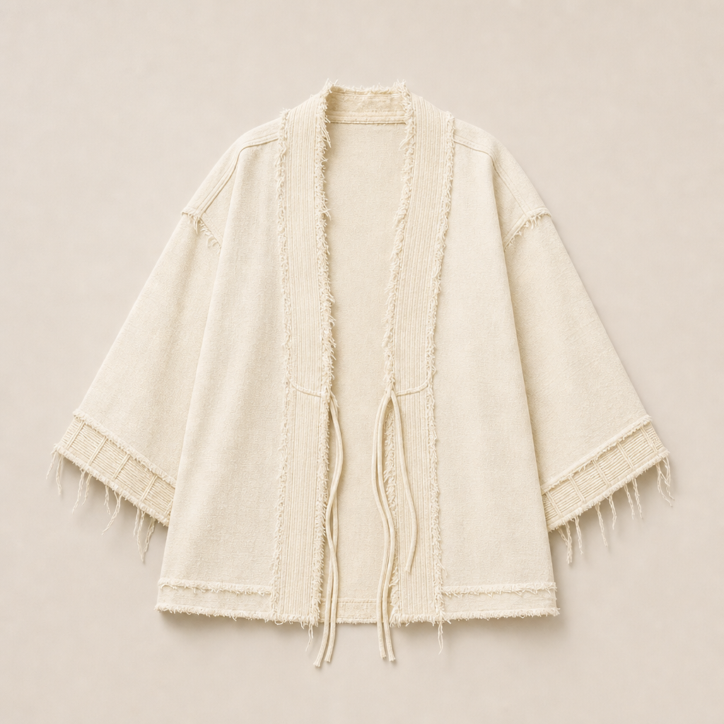 Mingstreet ASC launch still-life | D5ove | Distressed Half Sleeve Kimono Cardigan | Cream | ready_now_uncrumpled_replacement