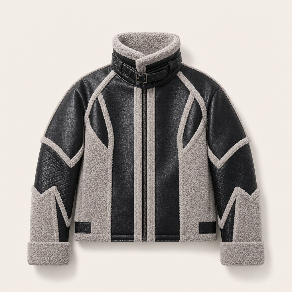 Mingstreet ASC launch still-life | D5ove | Faux Shearling High Collar Jacket | Black | ready_now_uncrumpled_replacement