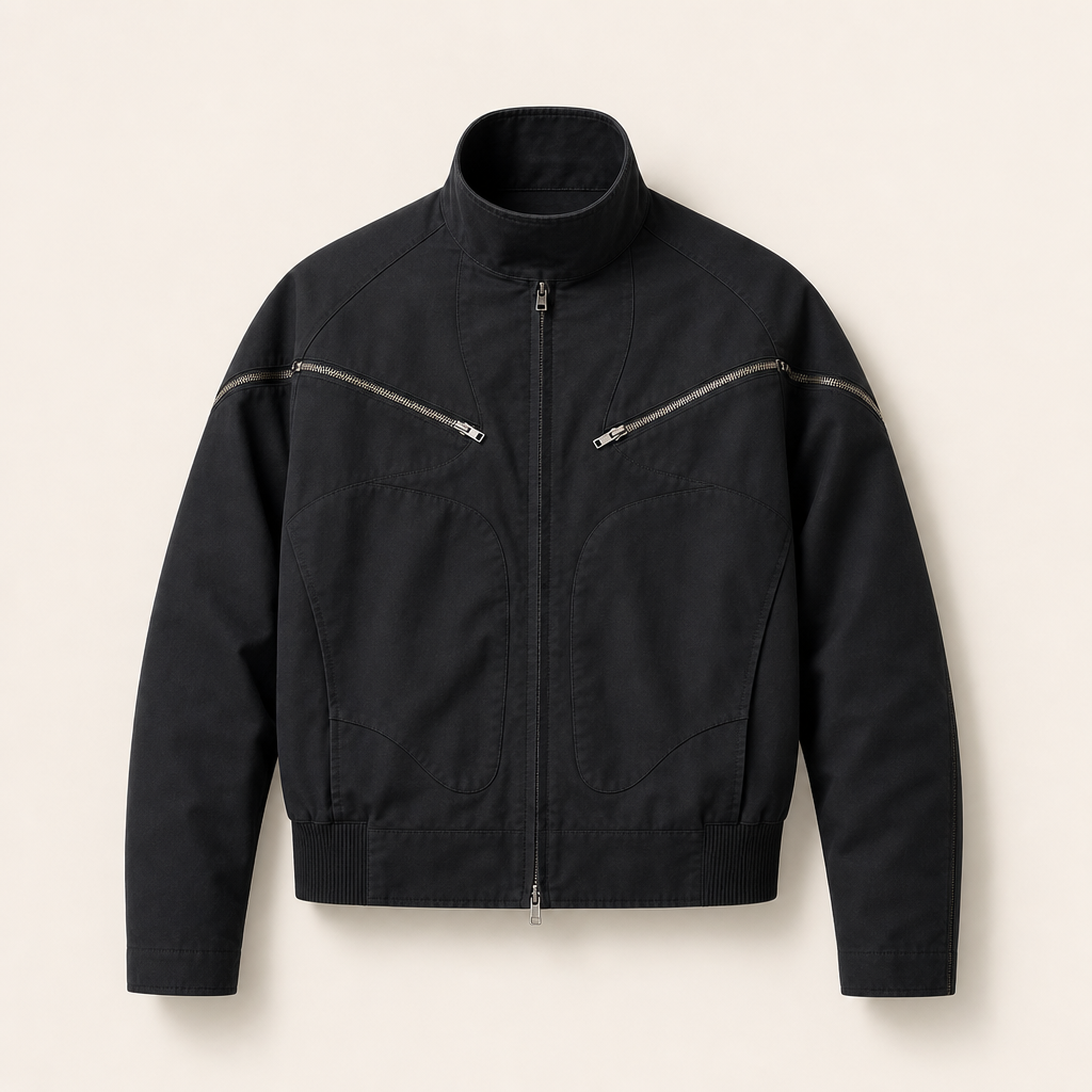 Mingstreet ASC launch still-life | D5ove | Multi Zipper Cotton Stand Collar Jacket | Black | ready_now_uncrumpled_replacement