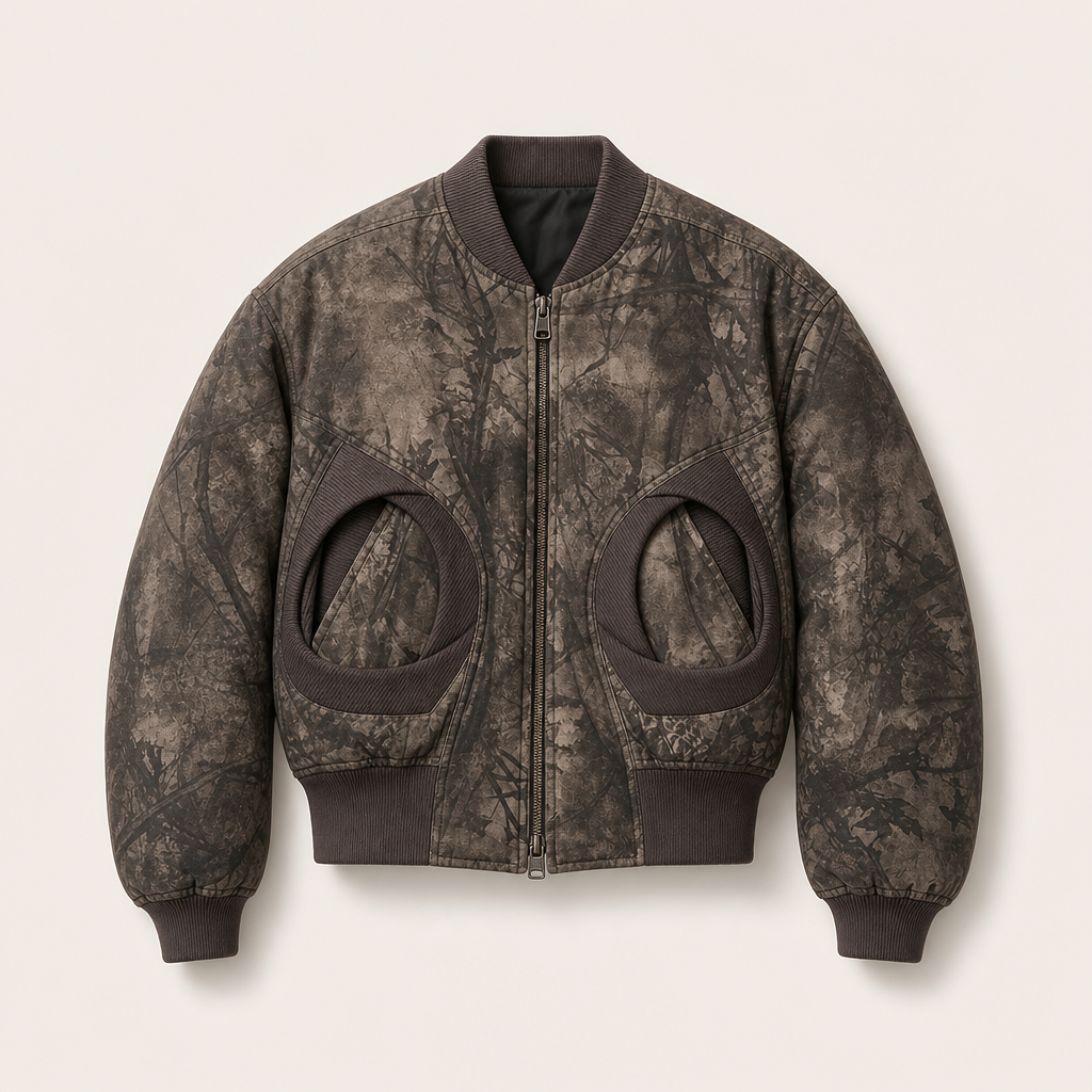 Mingstreet ASC launch still-life | D5ove | Forest Camo Padded Bomber Jacket | Brown | ready_now_uncrumpled_replacement