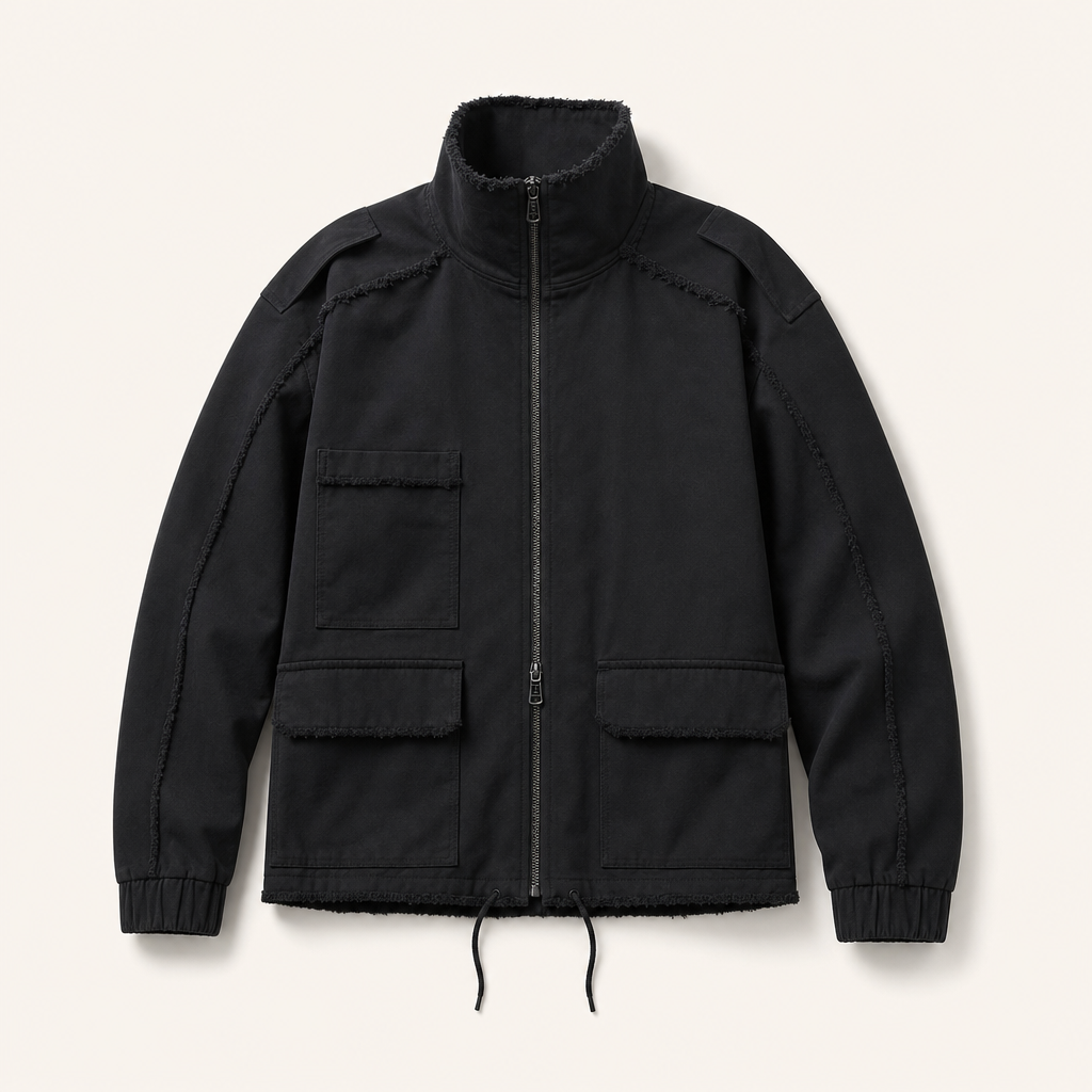 Mingstreet ASC launch still-life | D5ove | Distressed Multi Pocket Military Jacket | Black | ready_now_uncrumpled_replacement