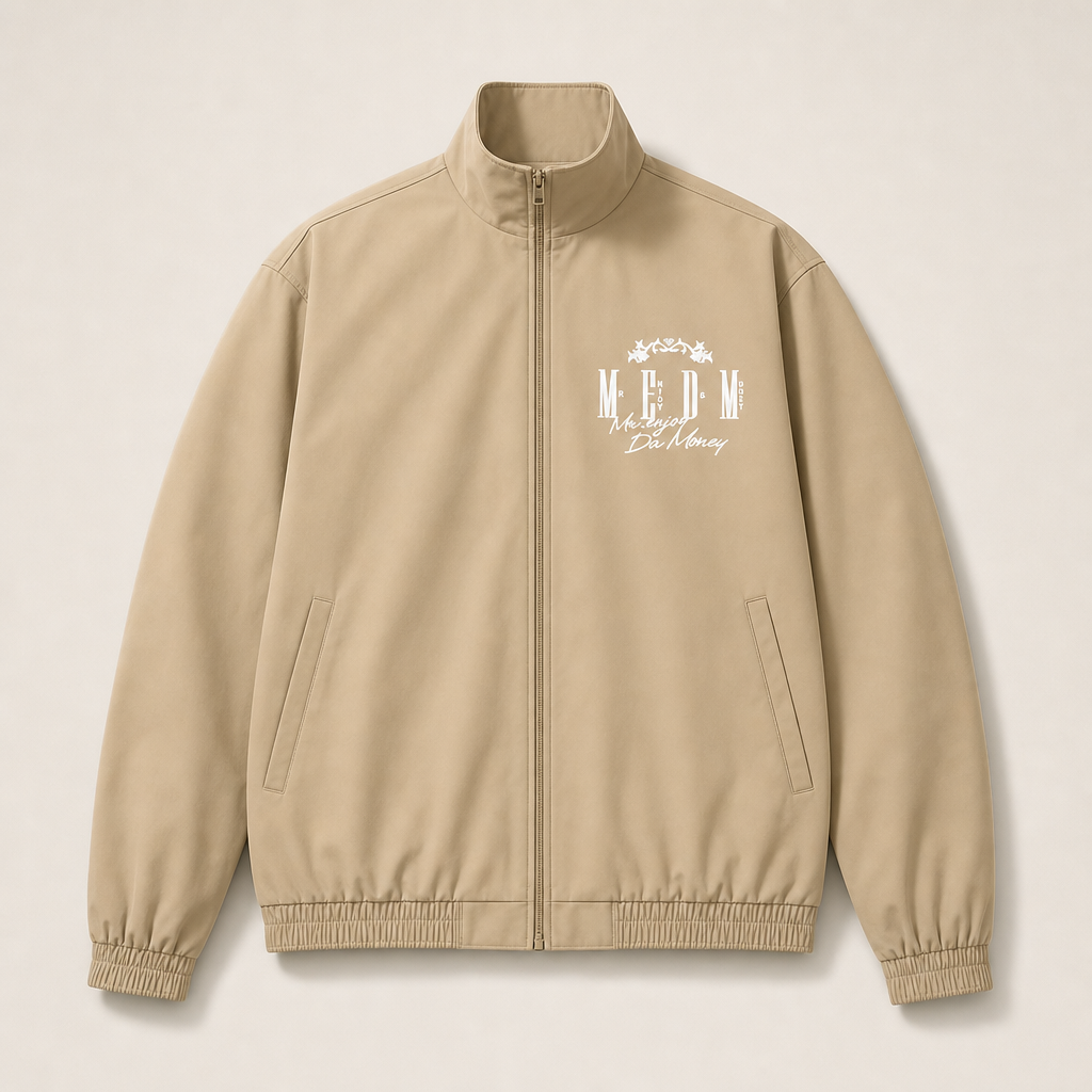 Mingstreet ASC launch still-life | MEDM | Nylon Stand Collar Coach Jacket | Beige | ready_now_uncrumpled_replacement