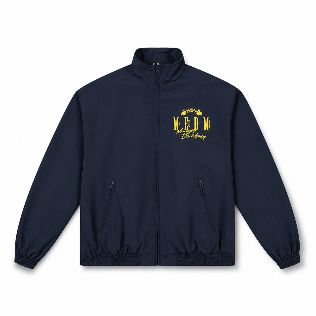 Mingstreet ASC launch still-life | MEDM | Nylon Stand Collar Coach Jacket | Navy Blue | generated_extra_ready_product_colorway