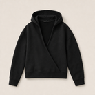 Mingstreet ASC launch still-life | RARELY ALIKE | Cotton V Neck Wrap Hoodie | Black | ready_now_uncrumpled_replacement