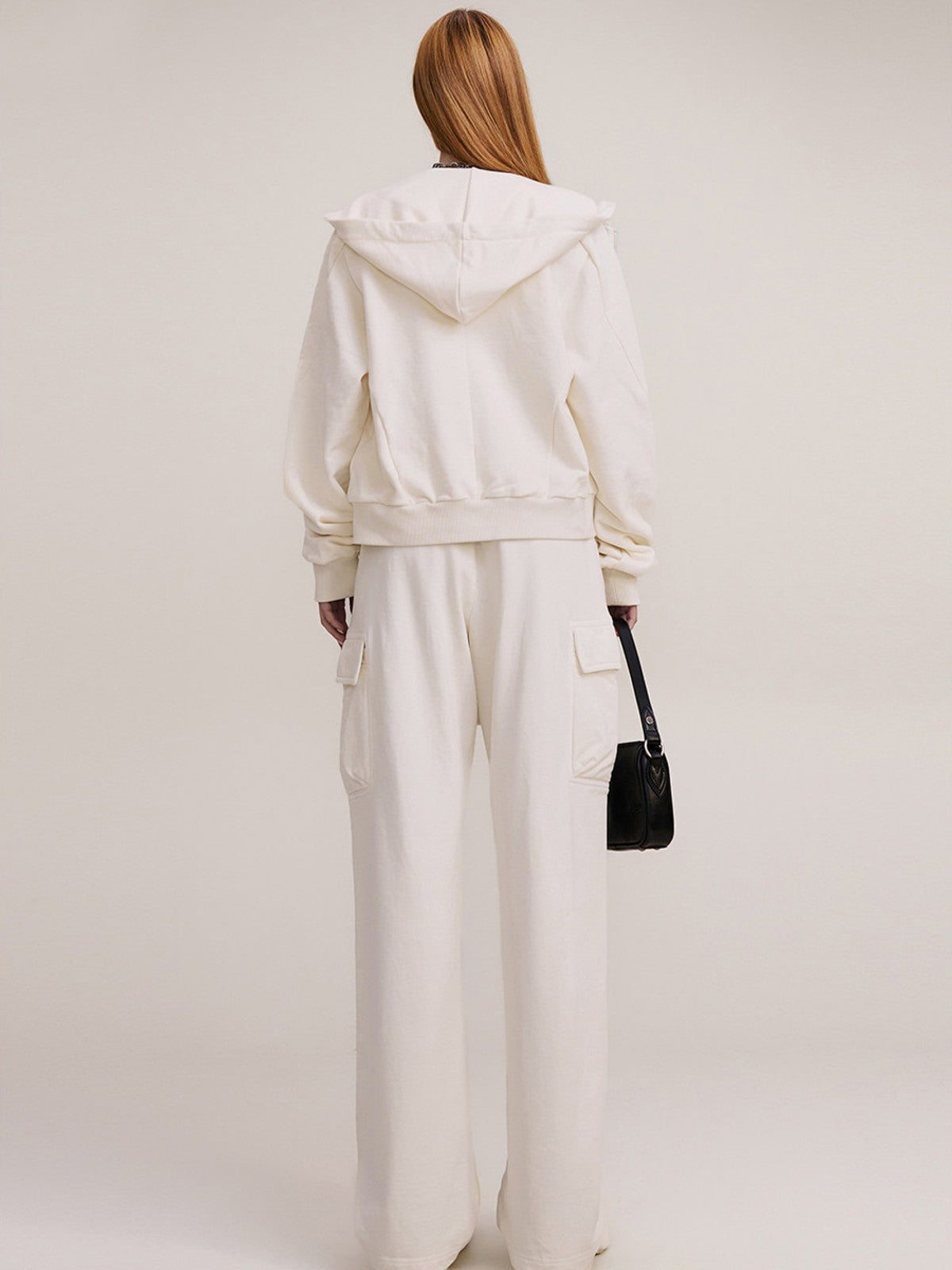 SMFK Garment Dyed Cotton Zip Up Hoodie in White - On Model