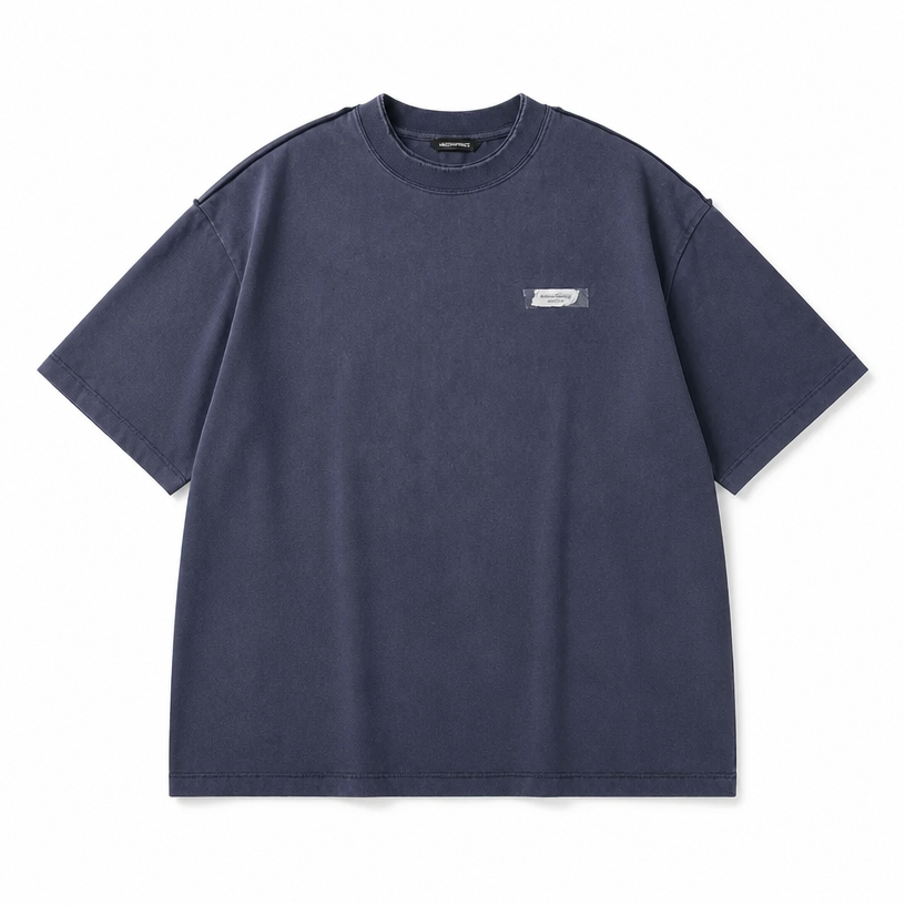 Mingstreet ASC launch still-life | MASONPRINCE | Exposed Seam Tape Print T Shirt | Navy Blue | crumple_regen_confirmed_2026-06-25
