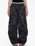 MASONPRINCE Camo Nylon Cargo Parachute Pants in Gray - On Model