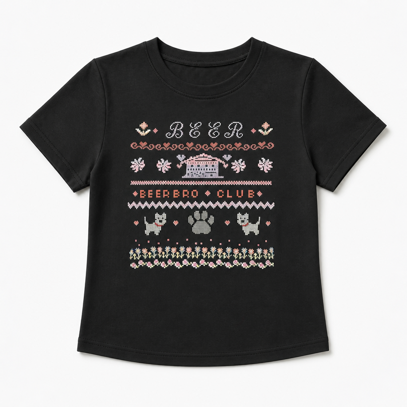Mingstreet ASC launch still-life | BEERBRO | Mosaic Puppy Graphic Baby Tee | Black | crumple_regen_confirmed_2026-06-25