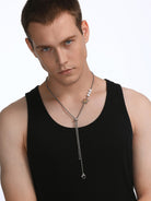 BLACKHEAD Star Pendant Pearl Layered Necklace in Gray - On Male Model