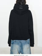 BLINDNOPLAN Faux Double Layer Paneled Hoodie in Black - On Model