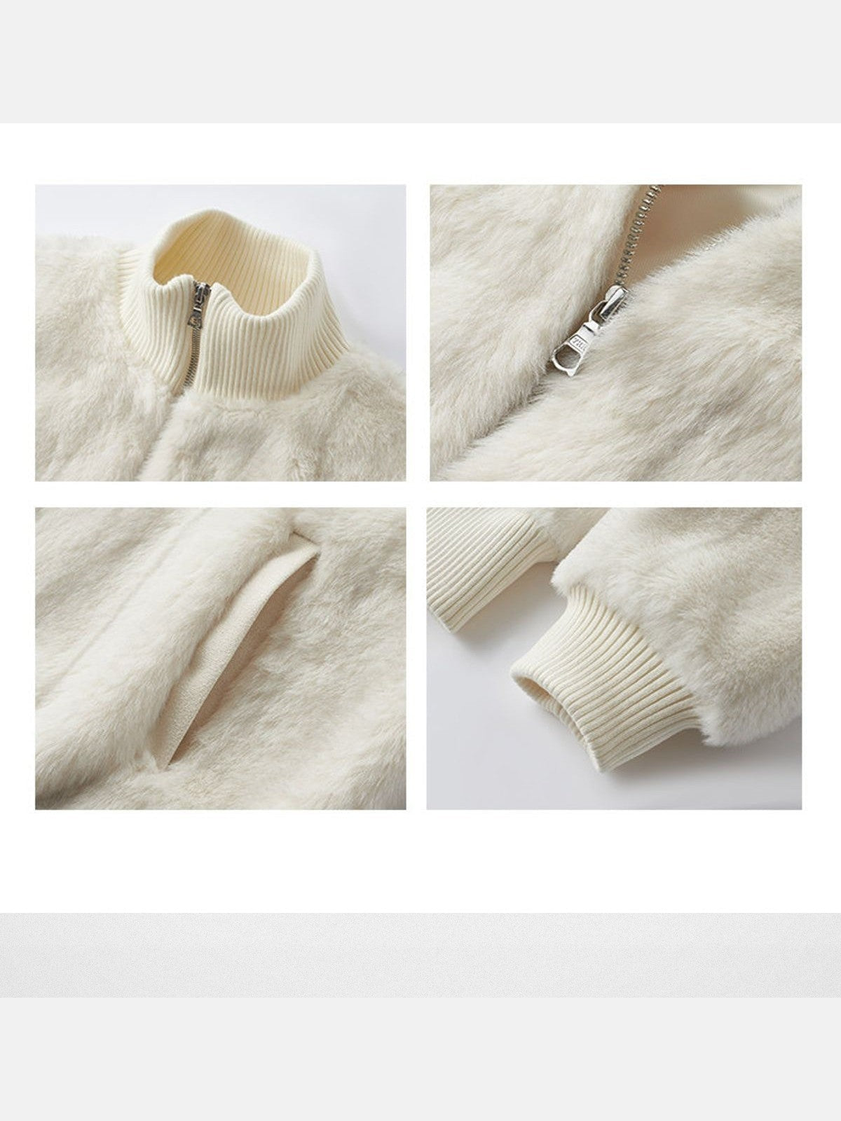 Y OFFICIAL Short Faux Fur Jacket in White - Detail