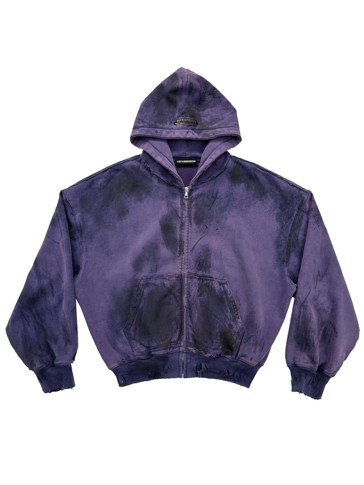 UNKNOWNWORLD Mud Dyed Zip Up Hoodie in Purple