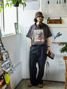 USAGE Heavyweight Graphic Cotton T Shirt in Dark Gray - On Male Model
