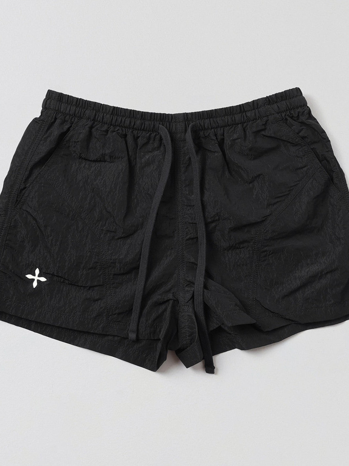 SMFK Lightweight Drawstring Track Shorts in Black