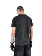UNKNOWNWORLD Washed Distressed Slim Fit T Shirt in Black - On Model