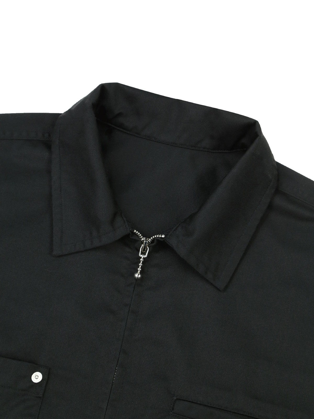 SOD Layered Sleeve Zip Up Shirt Jacket in Black - Detail