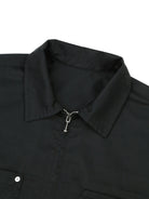 SOD Layered Sleeve Zip Up Shirt Jacket in Black - Detail