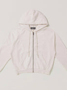 SMFK Washed Cotton Zip Up Hoodie in White