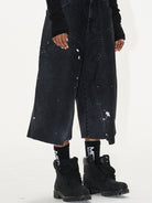 BLINDNOPLAN Ink Splatter Denim Carpenter Shorts in Black - On Model