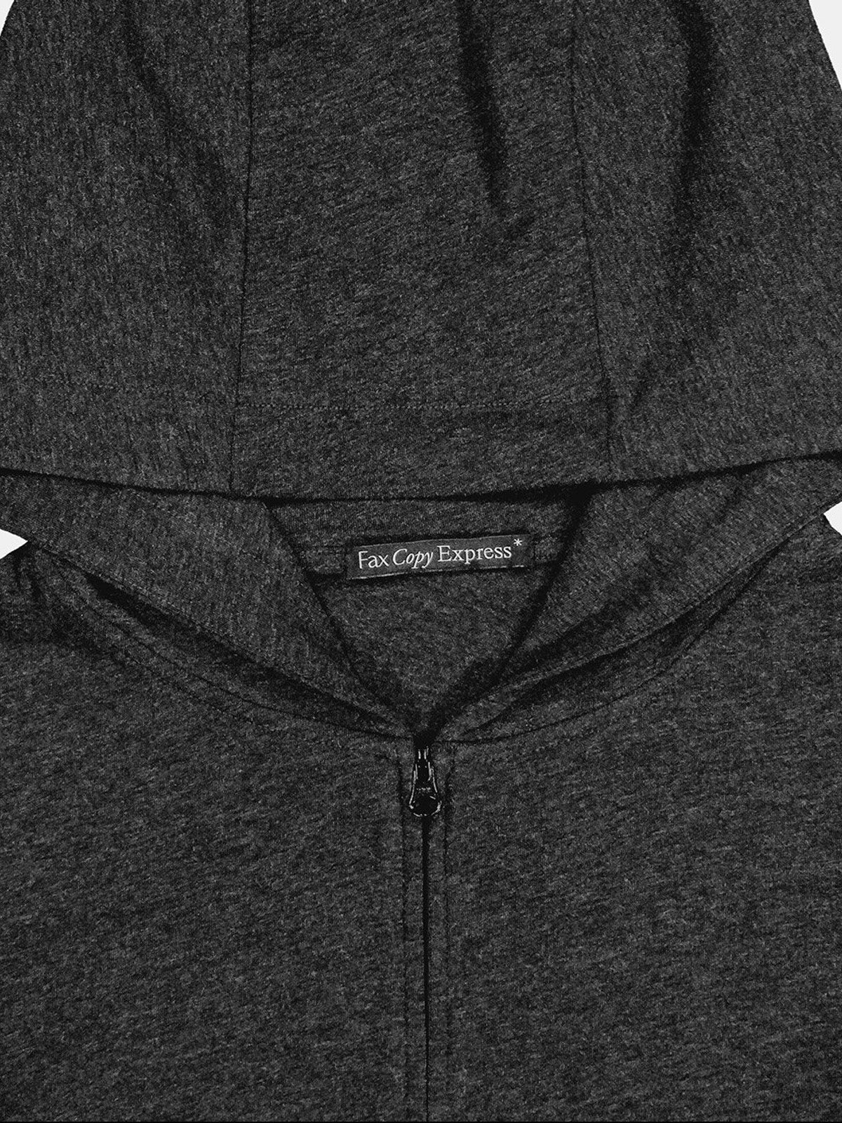 FaxCopyExpress Soft Cotton Blend Zip Up Hoodie in Gray - Detail