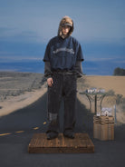 SOD Distressed Layered Effect Hoodie in Blue - On Male Model
