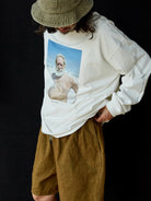 USAGE Vintage Photo Print Cotton T Shirt in White - On Male Model