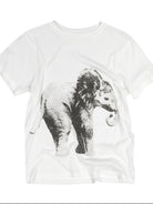 FaxCopyExpress Elephant Print Cotton Modal Tee in White