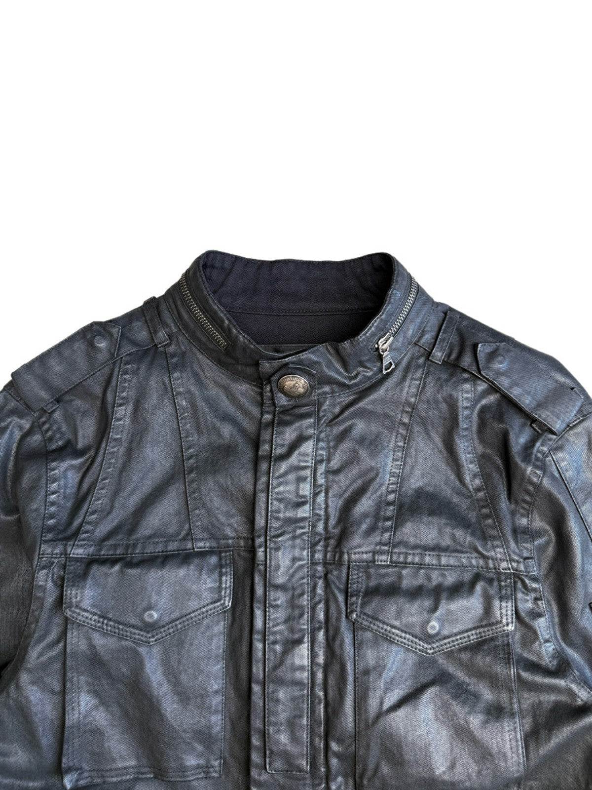 UNKNOWNWORLD Waxed Deconstructed M65 Jacket in Black - Detail