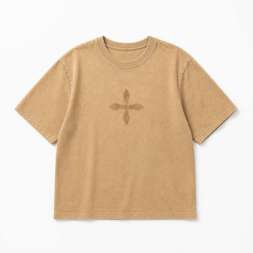 Mingstreet ASC launch still-life | SMFK | Vintage Wash Cross Graphic T Shirt | Beige | crumple_regen_confirmed_2026-06-25