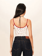 BEERBRO Heart Print Cutout Cami in White - On Model