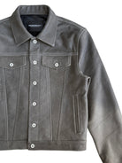 UNKNOWNWORLD Cracked Leather Type 3 Jacket in Green - Detail