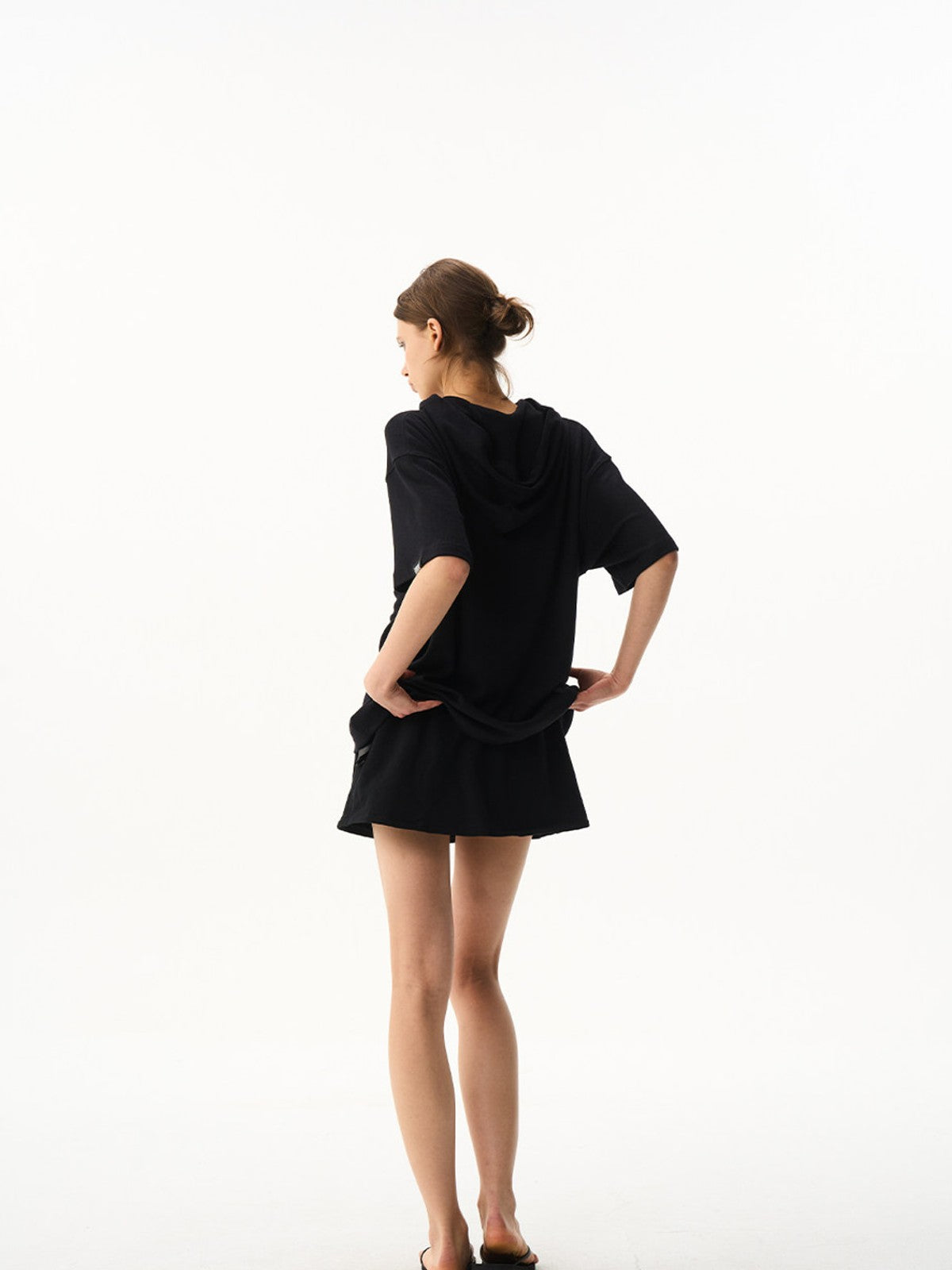 BLINDNOPLAN Hooded Short Sleeve Polo in Black - On Model
