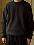 USAGE Reversible Cotton Crewneck Sweatshirt in Gray - On Male Model