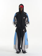 BLINDNOPLAN Color Blocked Hooded Track Jacket in Black - On Male Model