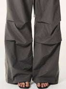 BLINDNOPLAN Contrast Panel Pleated Parachute Pants in Gray - On Model