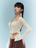BEERBRO Halter Bikini Shrug Set in White - On Female Model