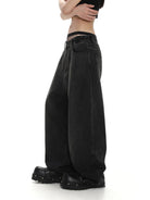 MASONPRINCE Inside Out Washed High Waisted Jeans in Gray - On Model