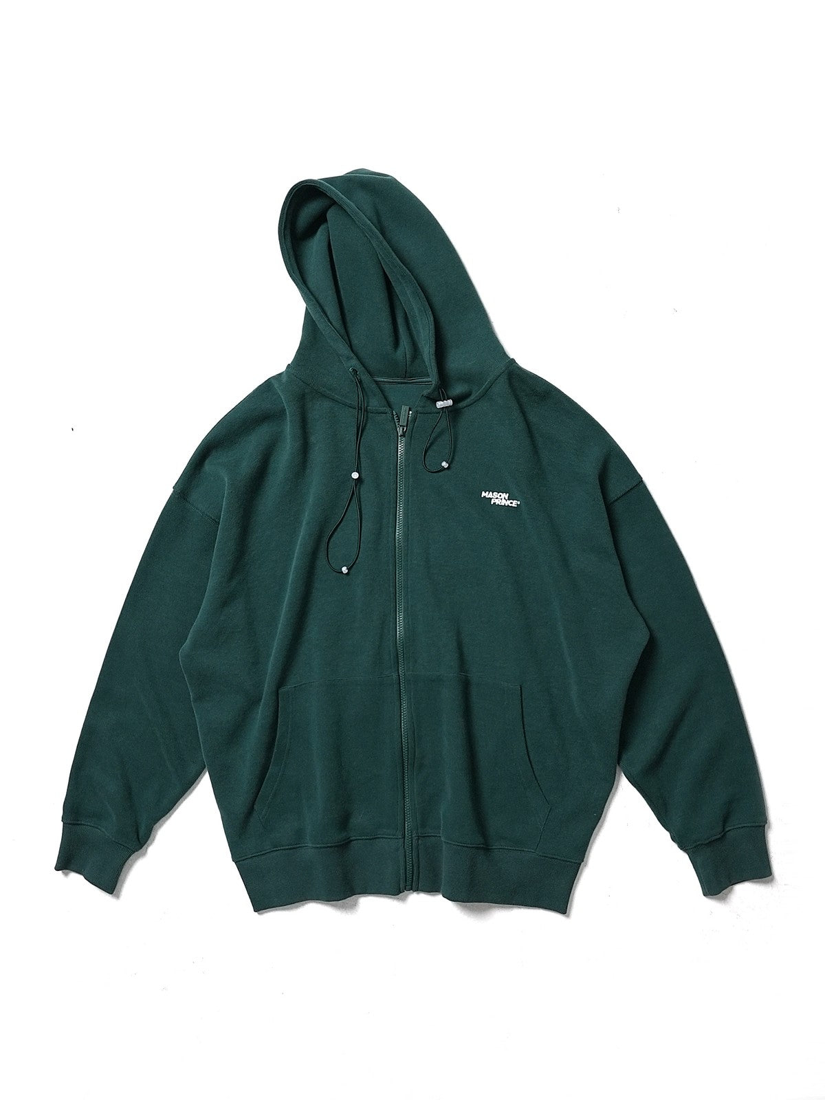 MASONPRINCE Cotton Blend Zip Up Hoodie in Green